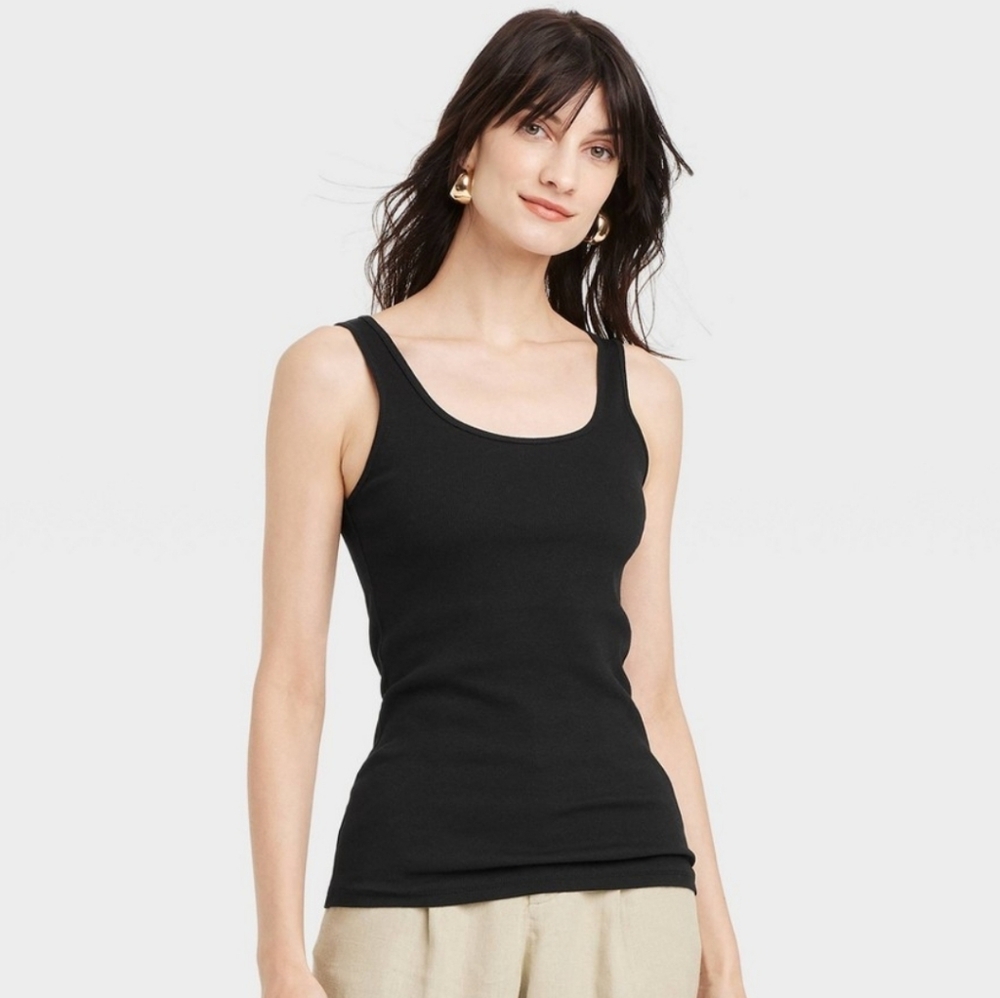Women's Slim Fit Layered Tank Top - Black Small